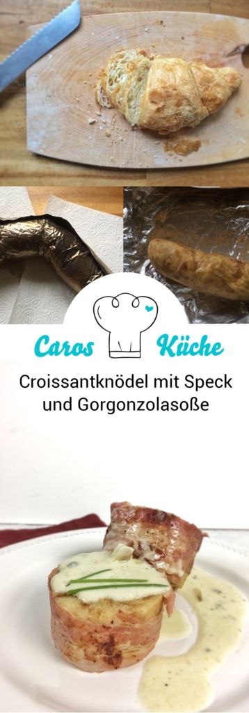 Croissantknödel mit Speck und Gorgonzolasoße