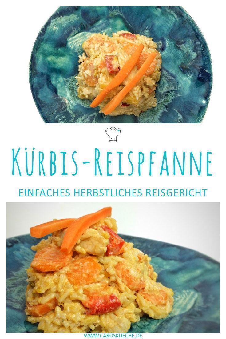 Kürbis-Reispfanne mit Hähnchen » einfaches Herbstrezept mit Kokos