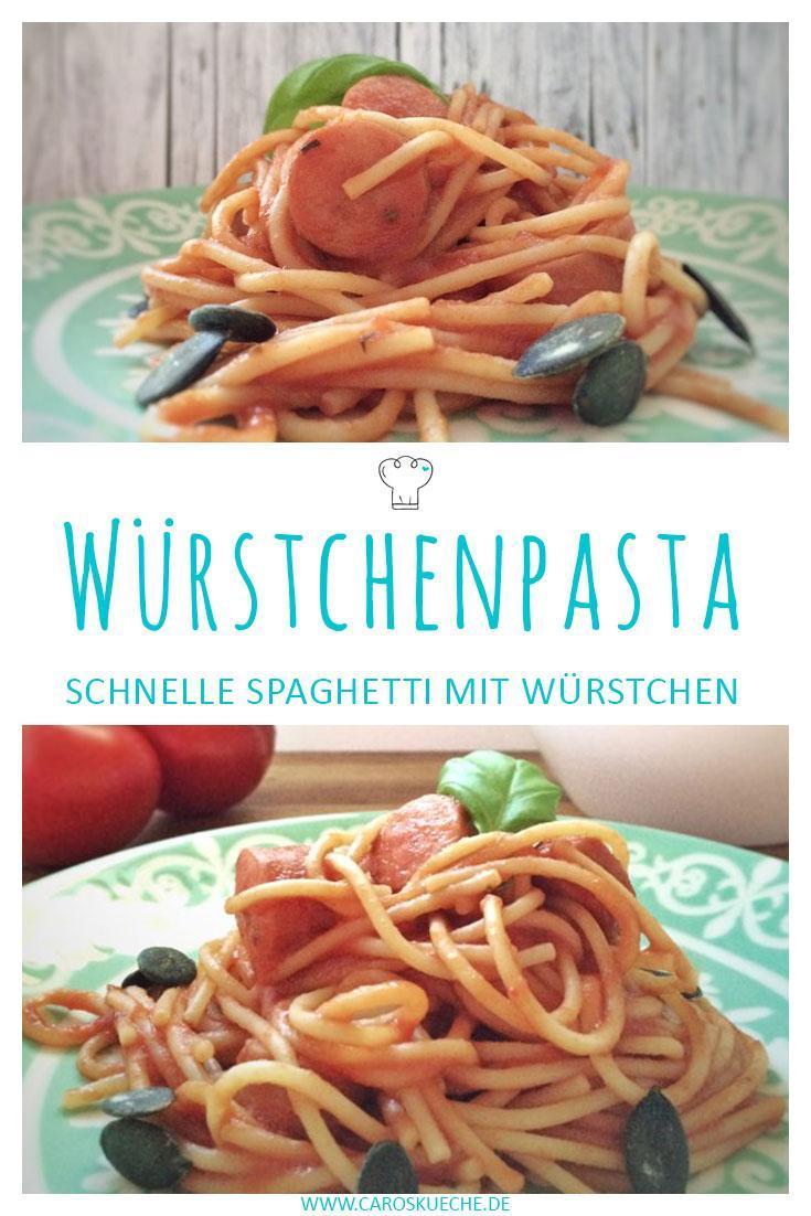 Spaghetti mit Würstchen » Einfaches Spaghettirezept mit leckeren Würstchen