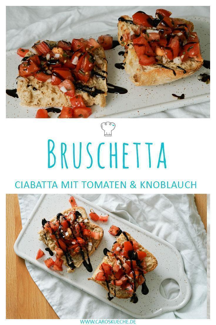 Klassisch italienische Vorspeise » Tomatenbruschetta mit Knoblauch und Balsamico