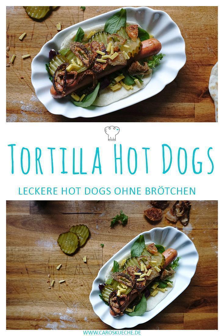 Tortilla Hot Dog » Hot Dog im Tortillafladen mit Gurke & Zwiebeln