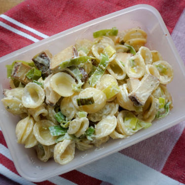 Pasta Mit Porree Rauchertofu Und Frischkase Caros Kuche