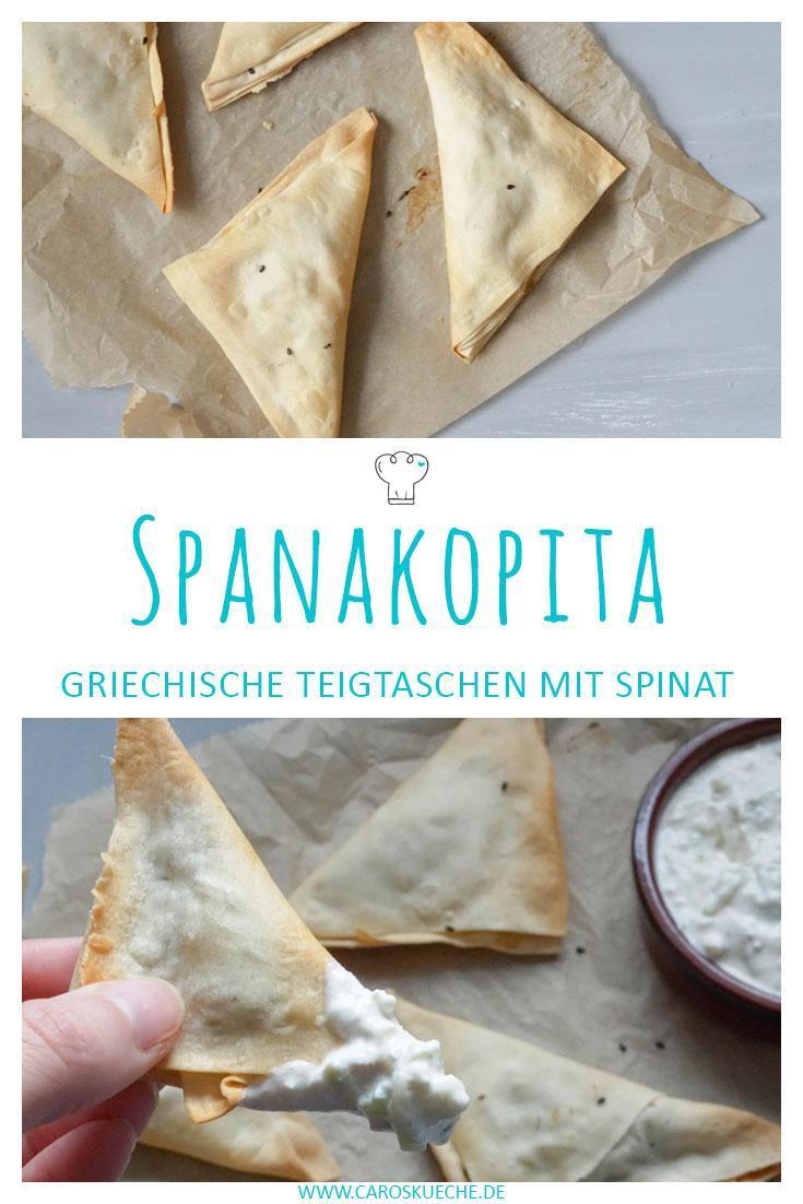 Spanakopita » Rezept für die griechischen Teigtaschen mit Spinatfüllung. Spanakopita in Filoteig selber machen