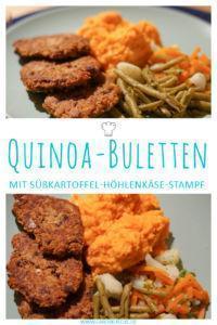 Quinoa-Kidneybohnen-Buletten mit Süßkartoffelstampf und Höhlenkäse » Festliches Menü für Wintertage oder als Weihnachtsessen