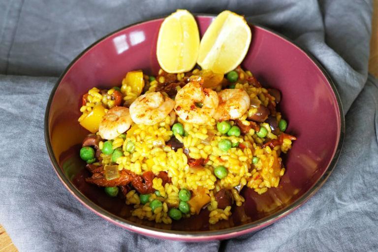 Schnelle Paella mit Garnelen » Caros Küche