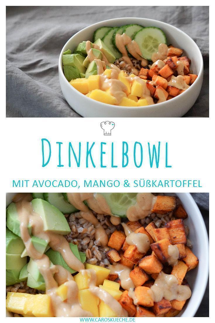 Gesunde und bunte Bowl » Dinkelbowl mit Süßkartoffel, Mango & Avocado