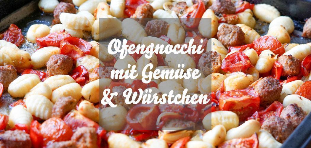 Vegane Ofengnocchi mit buntem Gemüse & Würstchen