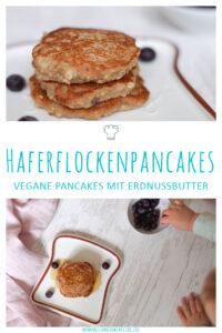 Haferflockenpancakes: Vegane Pancakes mit Erdnussbutter