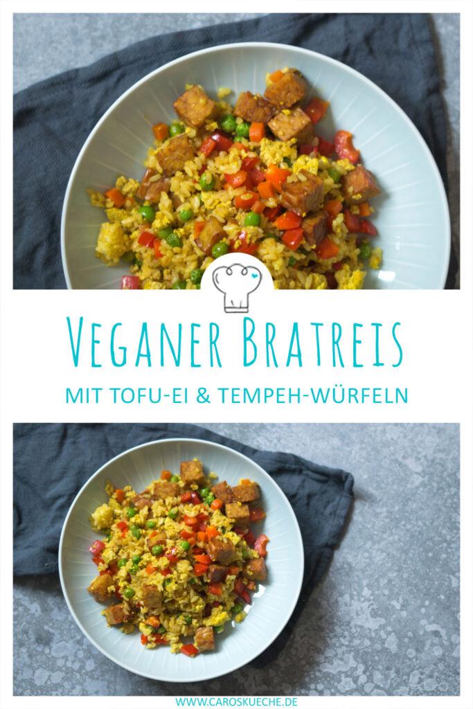 Veganer Bratreis mit Tofu und Tempehwürfeln